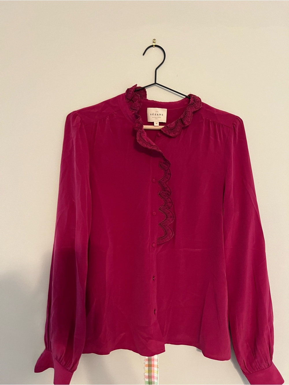Sezane Silk Blouse in Deep Berry